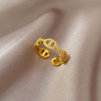 Simple Style Crown Brass Plating Rhinestones Pearl Open Ring 1 Piece sku image 104