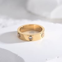 Simple Style Round Stainless Steel Plating Inlay Zircon Rings main image 1
