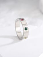 Simple Style Round Stainless Steel Plating Inlay Zircon Rings main image 3