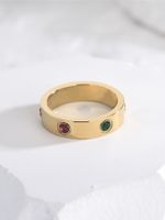 Simple Style Round Stainless Steel Plating Inlay Zircon Rings main image 4