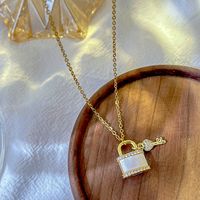 Fashion Bow Knot Titanium Steel Inlay Artificial Gemstones Pendant Necklace 1 Piece sku image 20