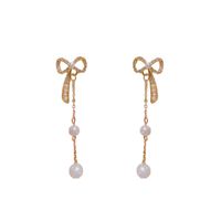 1 Pair Fashion Square Star Bow Knot Alloy Tassel Artificial Pearls Rhinestones Women's Earrings main image 6