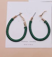 1 Pair Retro Geometric Solid Color Alloy Hoop Earrings sku image 1