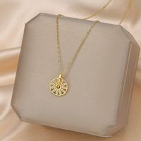 Fashion Bow Knot Titanium Steel Inlay Artificial Gemstones Pendant Necklace 1 Piece sku image 51