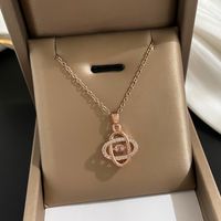 Cartoon Style Heart Shape Flower Titanium Steel Copper Inlay Rhinestones Pendant Necklace sku image 35