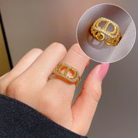 Simple Style Crown Brass Plating Rhinestones Pearl Open Ring 1 Piece sku image 62