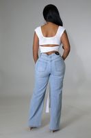 Casual Basic Full Length Washed Jeans Straight Pants main image 5