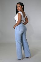 Casual Basic Full Length Washed Jeans Straight Pants main image 6