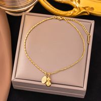Casual Simple Style Four Leaf Clover Heart Shape Butterfly 304 Stainless Steel Plating Acrylic Artificial Rhinestones 18K Gold Plated Women'S Anklet sku image 9