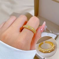 Simple Style Crown Brass Plating Rhinestones Pearl Open Ring 1 Piece sku image 103