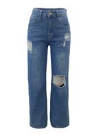Casual Basic Full Length Washed Jeans Straight Pants sku image 9