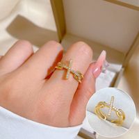Simple Style Crown Brass Plating Rhinestones Pearl Open Ring 1 Piece sku image 65
