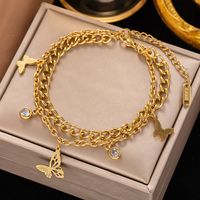 Elegant Streetwear Butterfly Titanium Steel Plating Bracelets sku image 11