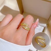 Simple Style Crown Brass Plating Rhinestones Pearl Open Ring 1 Piece sku image 86