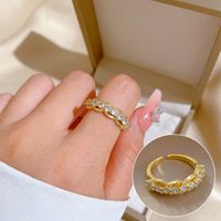 Simple Style Crown Brass Plating Rhinestones Pearl Open Ring 1 Piece sku image 39