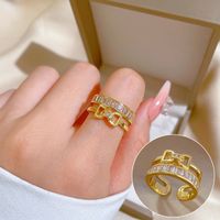 Simple Style Crown Brass Plating Rhinestones Pearl Open Ring 1 Piece sku image 109