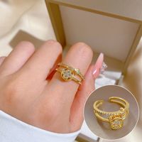 Simple Style Crown Brass Plating Rhinestones Pearl Open Ring 1 Piece sku image 87