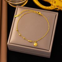 Casual Simple Style Four Leaf Clover Heart Shape Butterfly 304 Stainless Steel Plating Acrylic Artificial Rhinestones 18K Gold Plated Women'S Anklet sku image 11