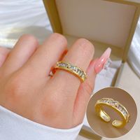 Simple Style Crown Brass Plating Rhinestones Pearl Open Ring 1 Piece sku image 98