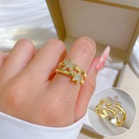 Simple Style Crown Brass Plating Rhinestones Pearl Open Ring 1 Piece sku image 100