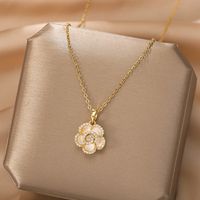 Fashion Bow Knot Titanium Steel Inlay Artificial Gemstones Pendant Necklace 1 Piece sku image 61