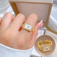 Simple Style Crown Brass Plating Rhinestones Pearl Open Ring 1 Piece sku image 90