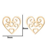 1 Pair Fashion Heart Shape Flower Titanium Steel Plating Ear Studs sku image 13