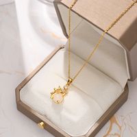 Fashion Bow Knot Titanium Steel Inlay Artificial Gemstones Pendant Necklace 1 Piece sku image 25