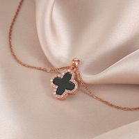 Fashion Bow Knot Titanium Steel Inlay Artificial Gemstones Pendant Necklace 1 Piece sku image 65