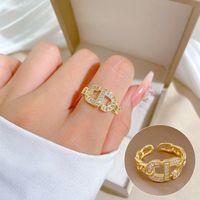 Simple Style Crown Brass Plating Rhinestones Pearl Open Ring 1 Piece sku image 93