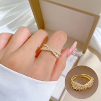 Simple Style Crown Brass Plating Rhinestones Pearl Open Ring 1 Piece sku image 67