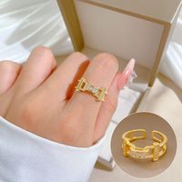 Simple Style Crown Brass Plating Rhinestones Pearl Open Ring 1 Piece sku image 94