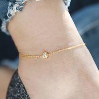 Casual Simple Style Four Leaf Clover Heart Shape Butterfly 304 Stainless Steel Plating Acrylic Artificial Rhinestones 18K Gold Plated Women'S Anklet sku image 1