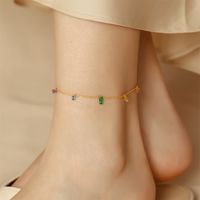Casual Simple Style Four Leaf Clover Heart Shape Butterfly 304 Stainless Steel Plating Acrylic Artificial Rhinestones 18K Gold Plated Women'S Anklet sku image 8