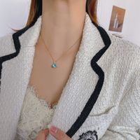 Fashion Bow Knot Titanium Steel Inlay Artificial Gemstones Pendant Necklace 1 Piece sku image 27