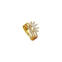 Simple Style Crown Brass Plating Rhinestones Pearl Open Ring 1 Piece sku image 72