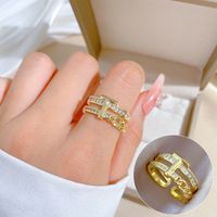 Simple Style Crown Brass Plating Rhinestones Pearl Open Ring 1 Piece sku image 76