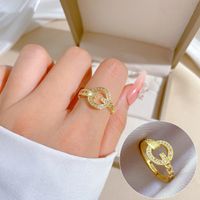 Simple Style Crown Brass Plating Rhinestones Pearl Open Ring 1 Piece sku image 40