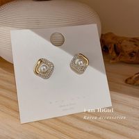 1 Pair Sweet Heart Shape Enamel Resin Copper Drop Earrings Ear Studs sku image 1