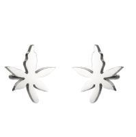 1 Pair Fashion Heart Shape Flower Titanium Steel Plating Ear Studs sku image 9