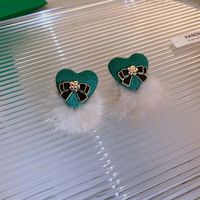 1 Pair Sweet Heart Shape Enamel Resin Copper Drop Earrings Ear Studs sku image 93