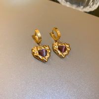 1 Pair Sweet Heart Shape Enamel Resin Copper Drop Earrings Ear Studs sku image 115