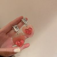1 Pair Sweet Heart Shape Enamel Resin Copper Drop Earrings Ear Studs sku image 66