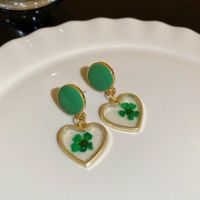 1 Pair Sweet Heart Shape Enamel Resin Copper Drop Earrings Ear Studs sku image 28