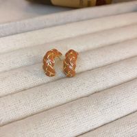 1 Pair Sweet Heart Shape Enamel Resin Copper Drop Earrings Ear Studs sku image 74