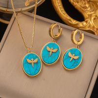 304 Stainless Steel 18K Gold Plated Retro Plating Flower Acrylic Artificial Rhinestones Resin Earrings Necklace sku image 22