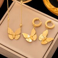 304 Stainless Steel 18K Gold Plated Retro Plating Flower Acrylic Artificial Rhinestones Resin Earrings Necklace sku image 17
