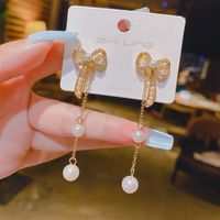 1 Pair Fashion Square Star Bow Knot Alloy Tassel Artificial Pearls Rhinestones Women's Earrings sku image 98