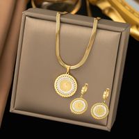 304 Stainless Steel 18K Gold Plated Retro Plating Flower Acrylic Artificial Rhinestones Resin Earrings Necklace sku image 27