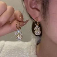 1 Pair Fashion Square Star Bow Knot Alloy Tassel Artificial Pearls Rhinestones Women's Earrings sku image 70